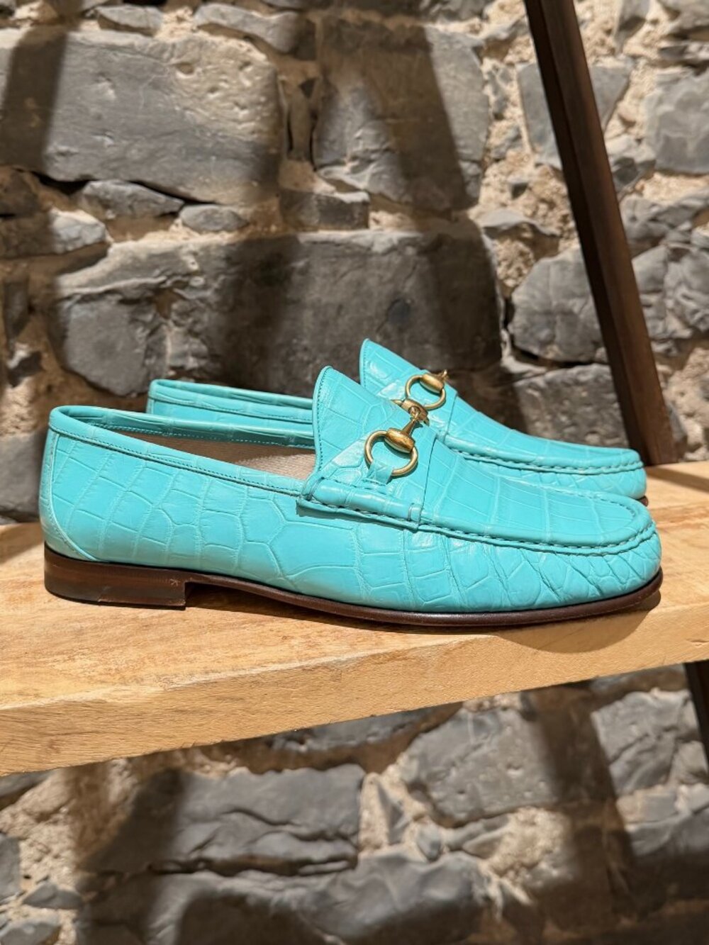 Gucci Turquoise Crocodile 1953 Horsebit Loafers
